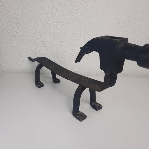 Welded Scrap Metal Dog Figurine Hammer Head Boot Scraper 15", 6" Tall UNIQUE VTG - Picture 9 of 10